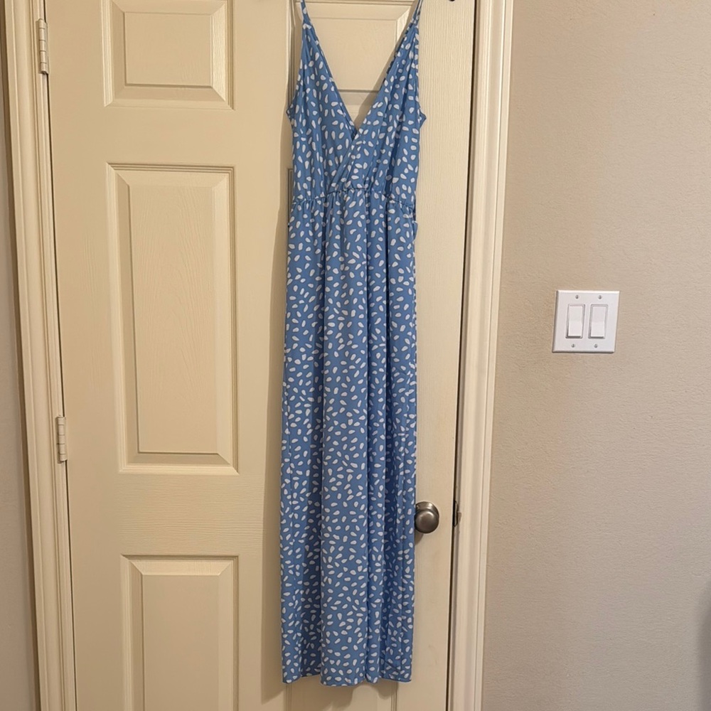Blue Spaghetti Strap Maxi Dress